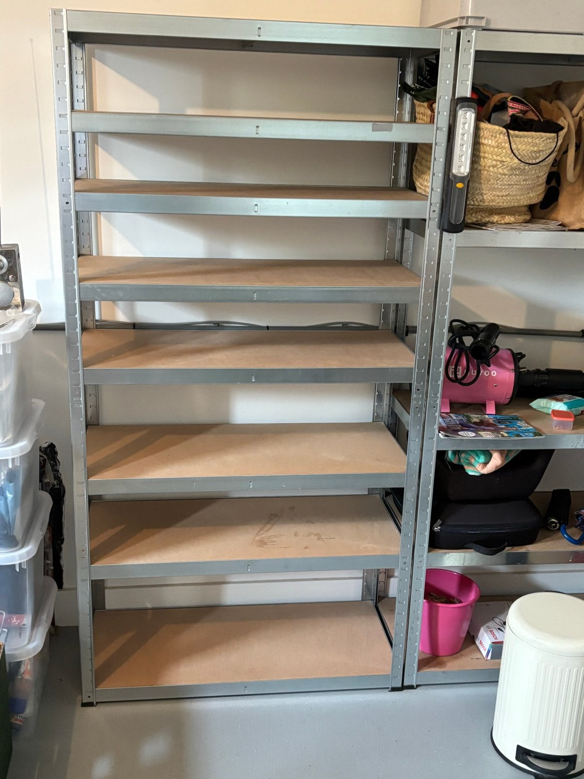 Stevige metalen stellingkast met 6 houten planken, Ophalen of Verzenden, Gebruikt