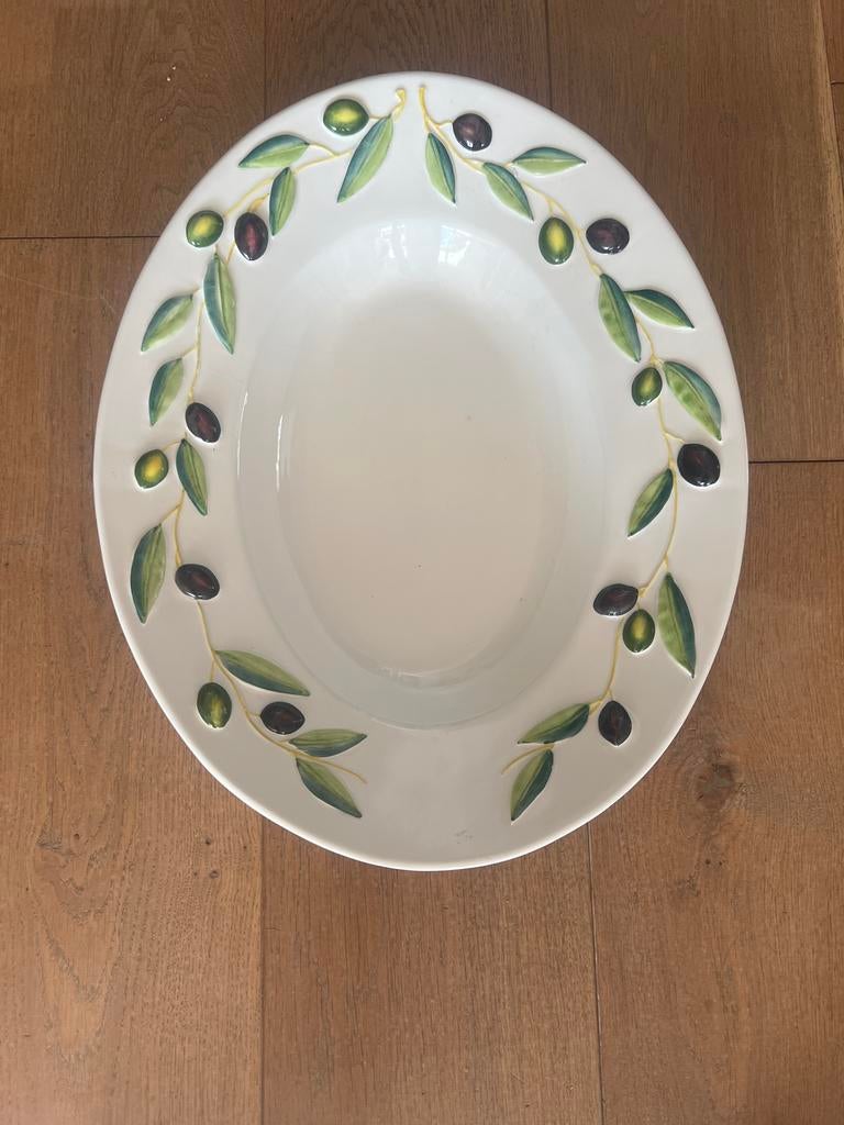 Bassano Fatto a Mano Pastaschaal met Olijven Decor, Keramiek, Ophalen of Verzenden, Overige stijlen, Schaal of Schalen