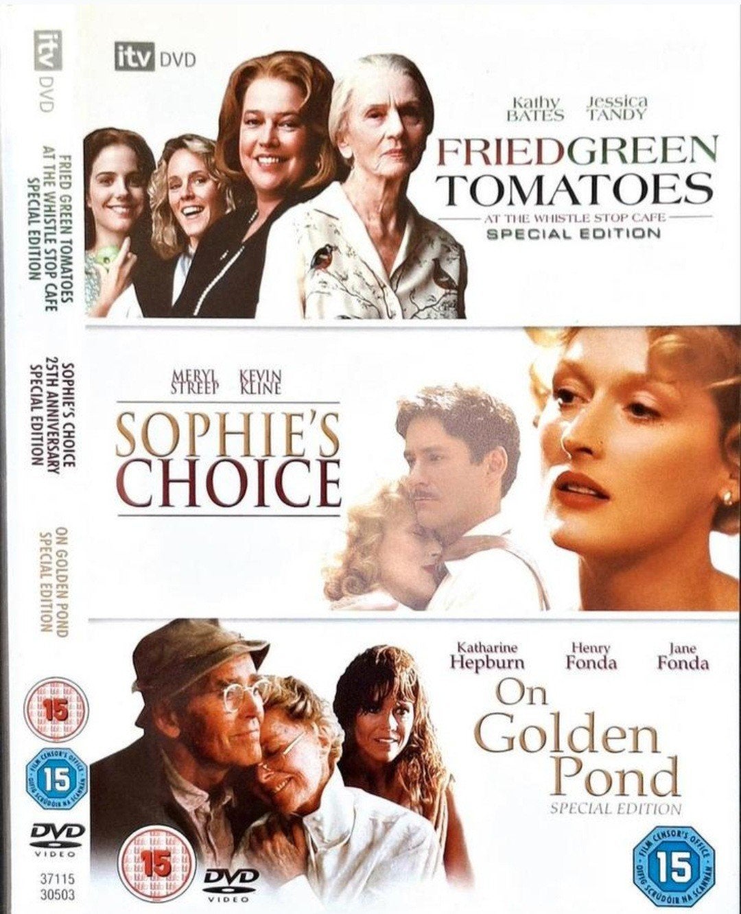 3-DVD  Fried Green Tomatoes_Sophie's Choice/On Golden Pond, Alle leeftijden, Ophalen of Verzenden, Gebruikt, Actie en Avontuur