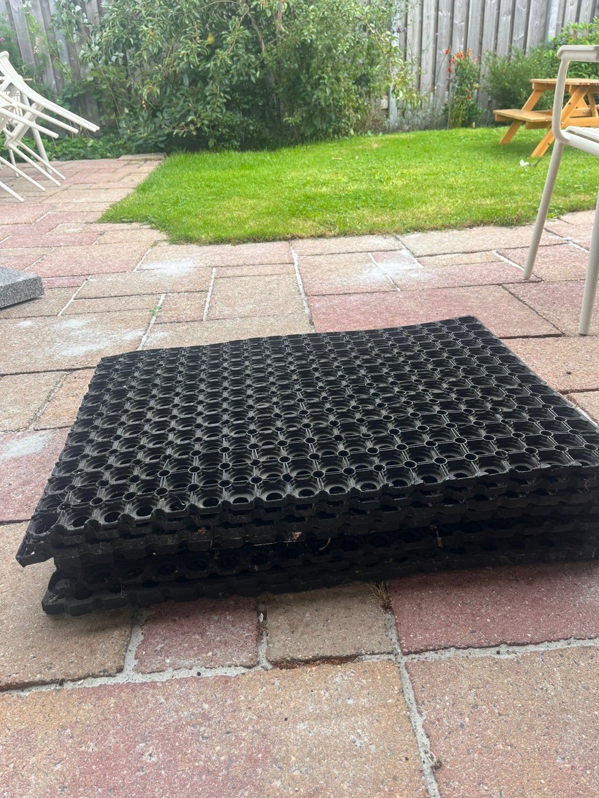 Schoonloopmat ringmat rubber 8 stuks, Gebruikt, Rubber, Schoonloopmat, Ophalen of Verzenden
