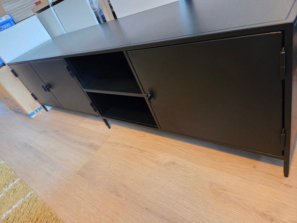 Stijlvol zwart metalen dressoir - Solumn design, Ophalen, Modern, Industrieel, 150 tot 200 cm, Metaal
