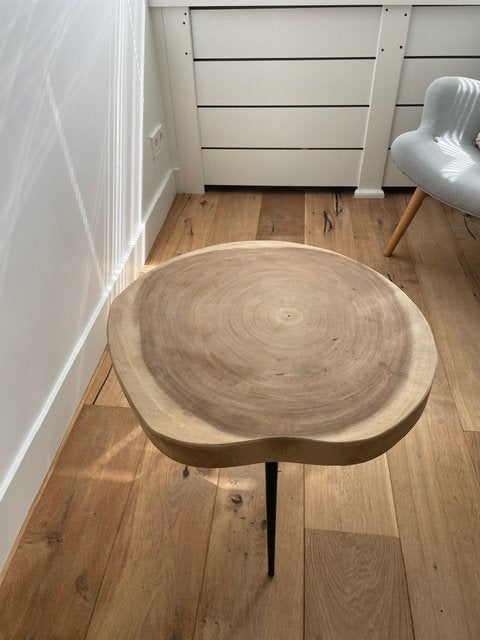 Wood table (bijzettafel), Huis en Inrichting, Tafels | Bijzettafels, Minder dan 55 cm, Rond, Zo goed als nieuw, Ophalen