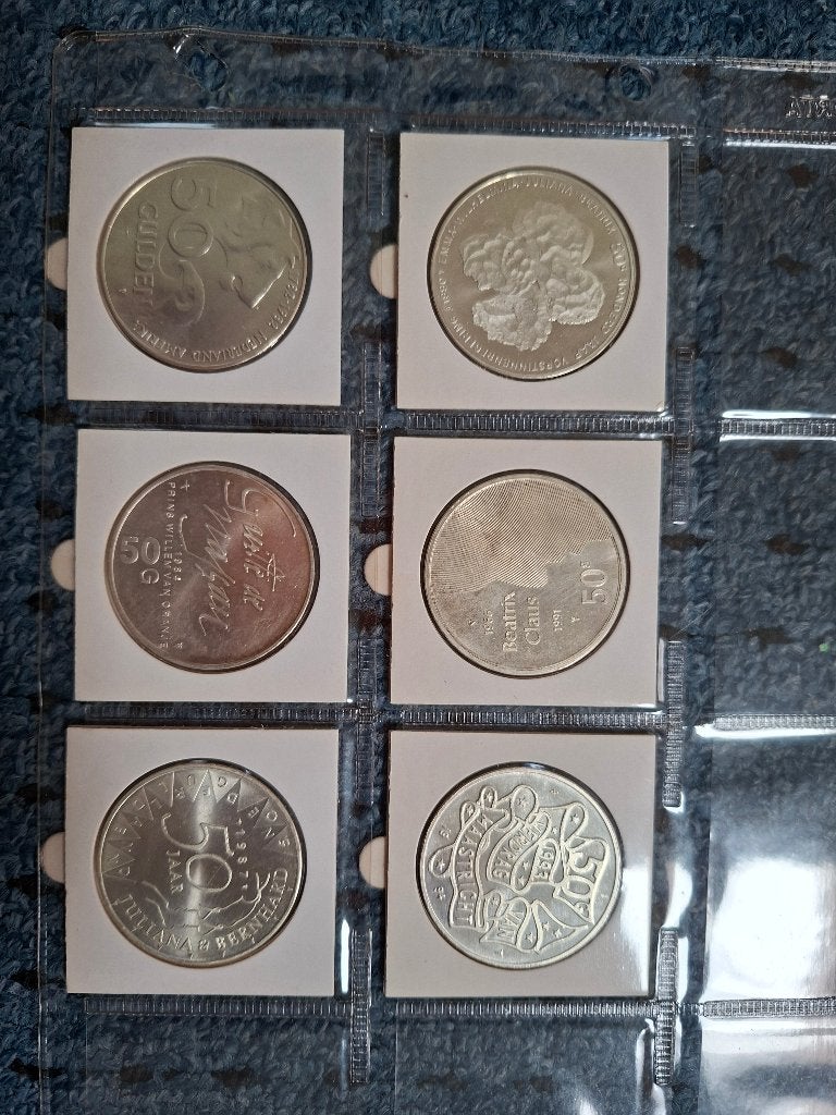 Serie 50 gulden beatrix zilver, Setje, Koningin Beatrix, Zilver, Ophalen of Verzenden