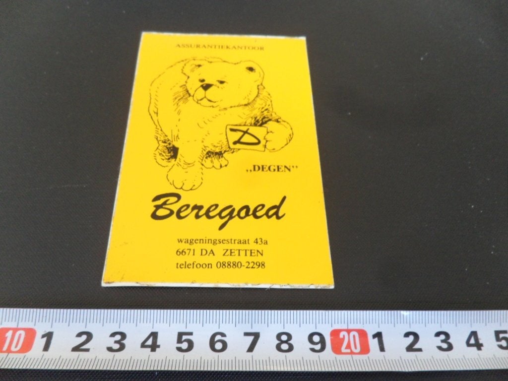 sticker zetten assurantiekantoor DEGEN beregoed, Ophalen, Zo goed als nieuw