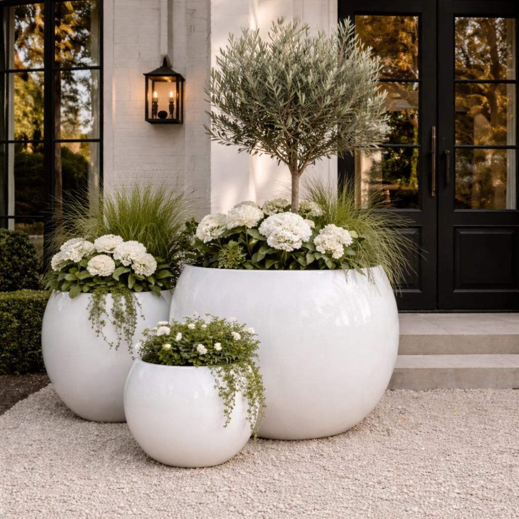 fiberstone plantenbakken voor buiten, Kunststof, Minder dan 30 cm, Rond, Nieuw