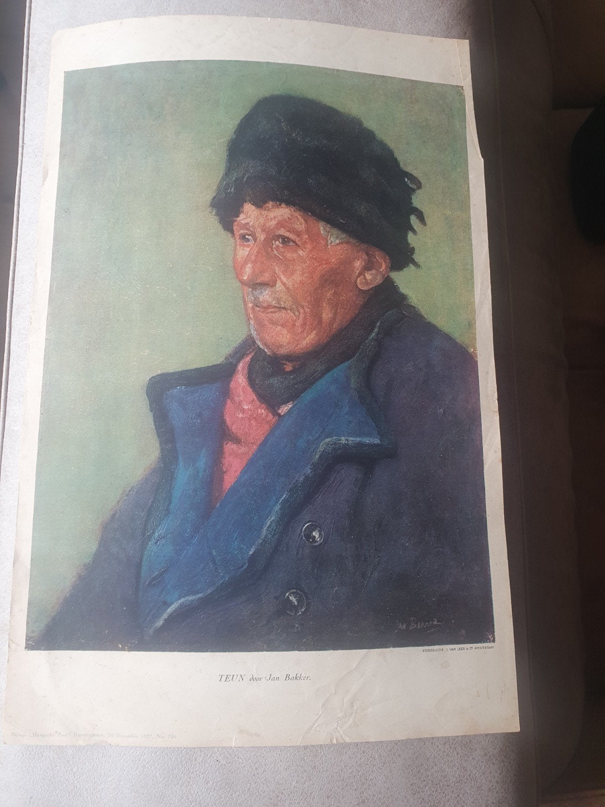 litho TEUN door Jan Bakker - 1927 Volendam Visser, Antiek en Kunst, Ophalen