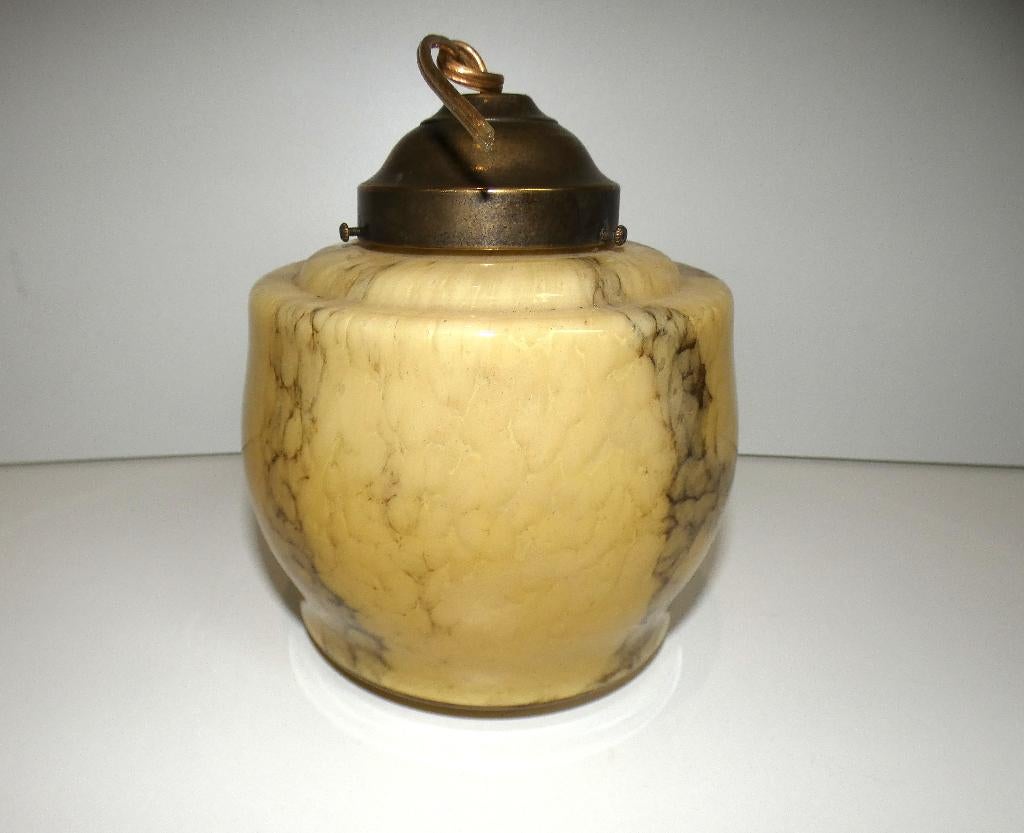Te koop vintage lamp van gemarmerd glas, jaren 60, 70, Ophalen of Verzenden