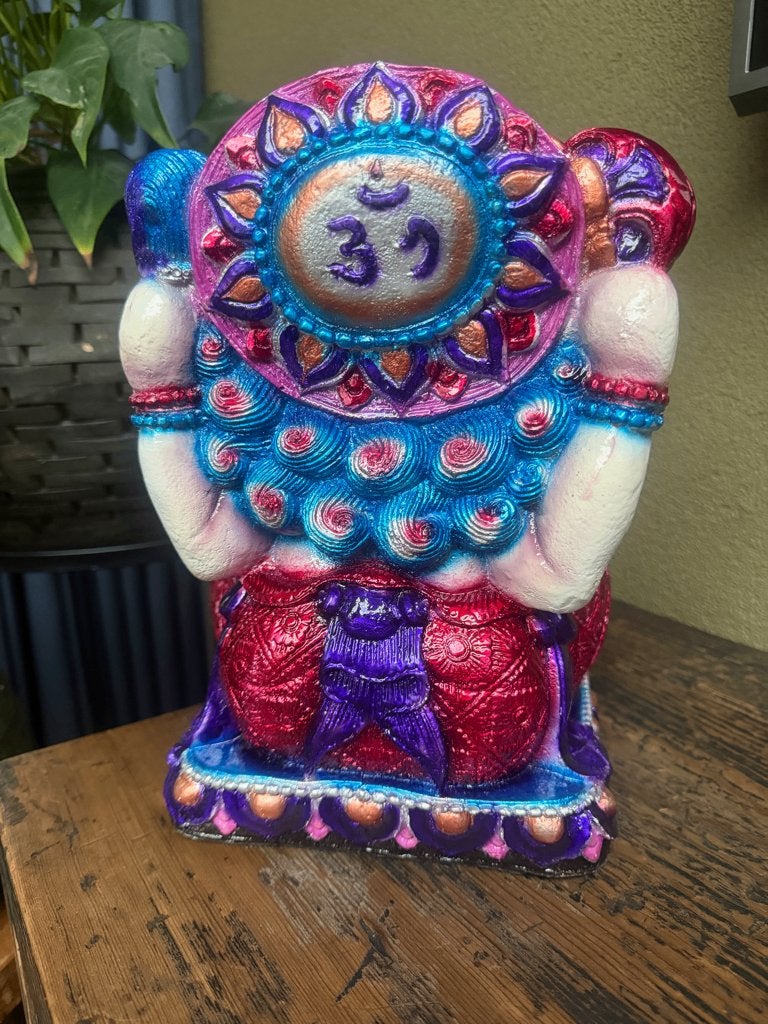 Ganesha boeddha massief polyester handbeschilderd Bali, Verburgt Vintage, 28 cm, Nieuw, Ophalen of Verzenden
