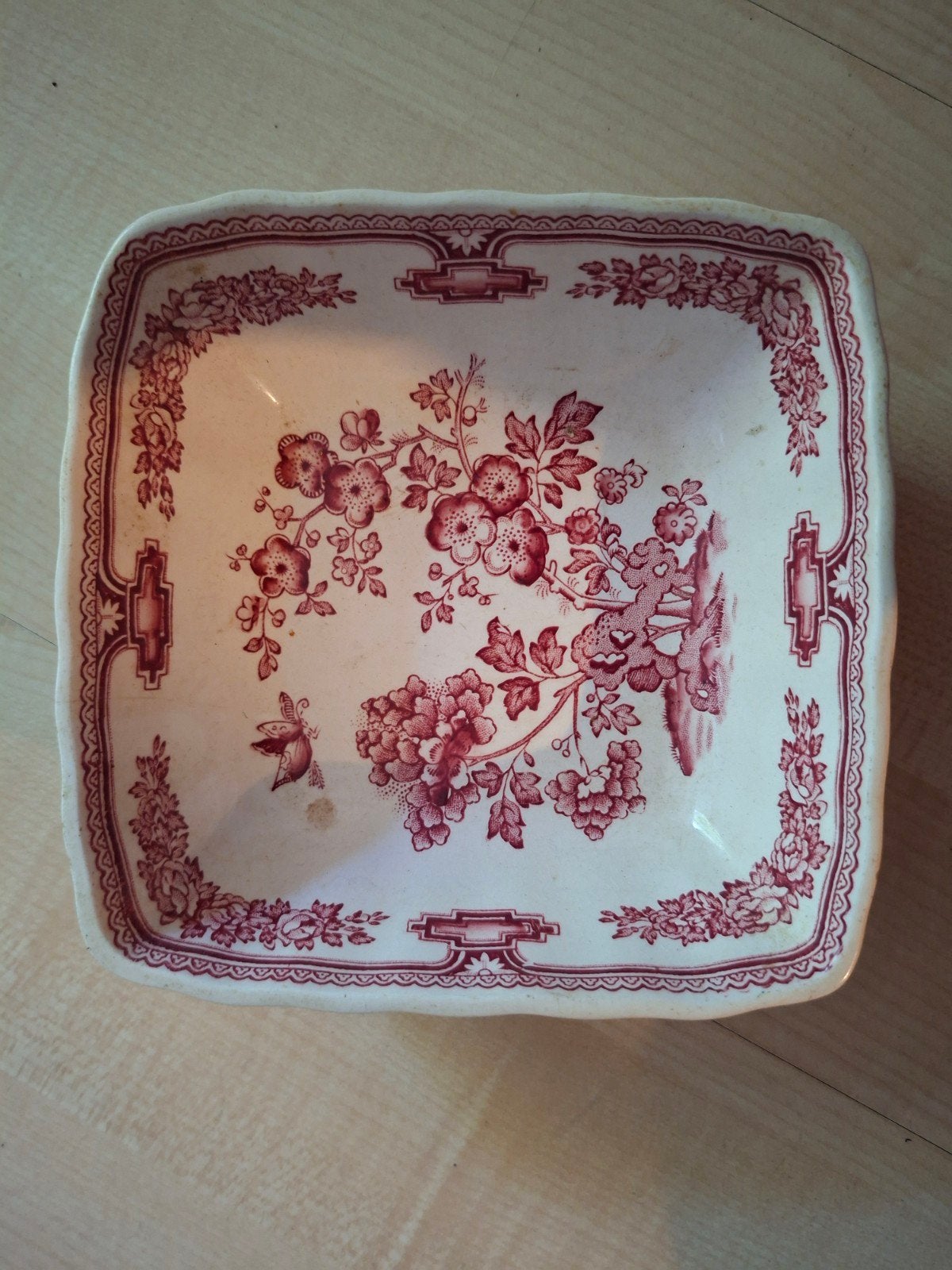 Antieke Mason's Ironstone "Manchu" schaal - rood decor, Antiek en Kunst, Ophalen