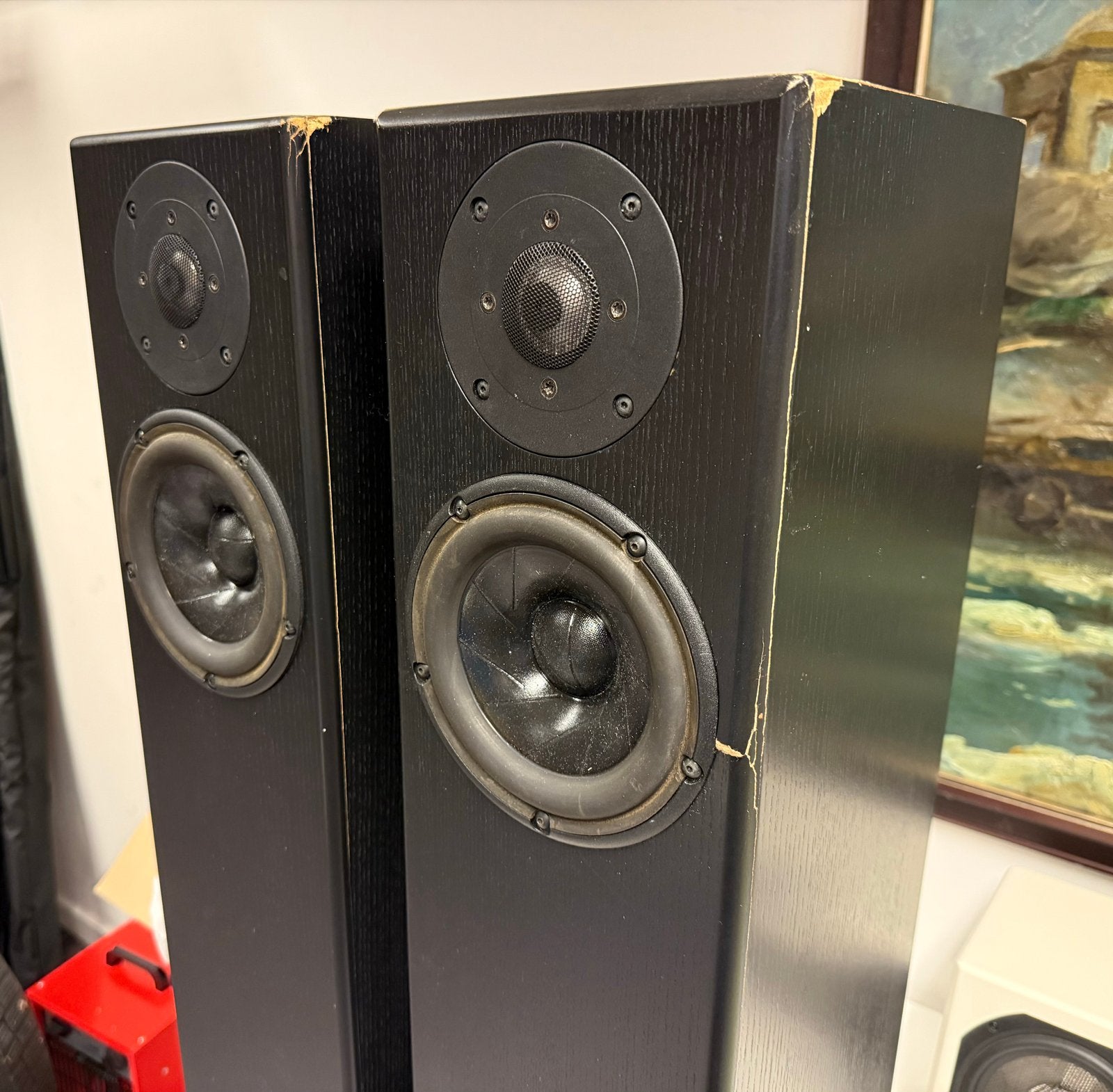 Totem Hawks luidsprekers met schade, Gebruikt, 120 watt of meer, Front, Rear of Stereo speakers, Ophalen