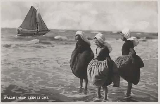 Zeeland Walcheren Zeegezicht klederdracht, Verzenden, 1940 tot 1960, Ongelopen, Zeeland