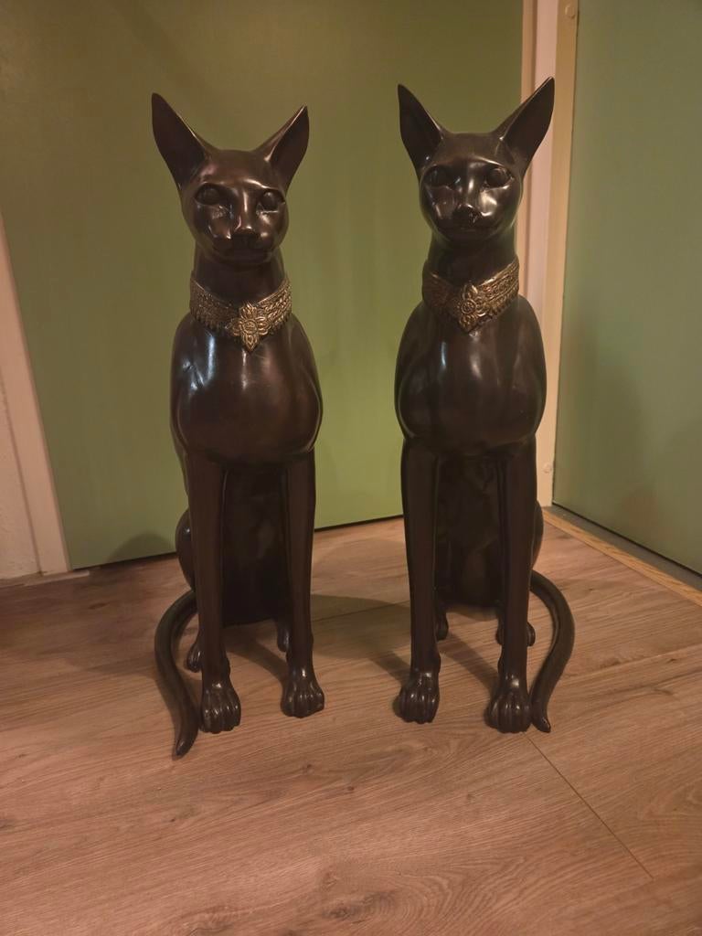 Set van 2 Egyptische kattenbeelden brons - Bastet, Ophalen