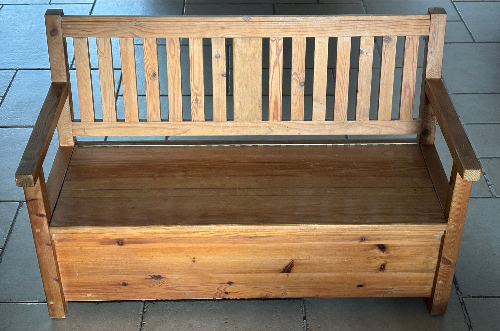 Houten opbergbank - massief grenen, Antiek en Kunst, Ophalen