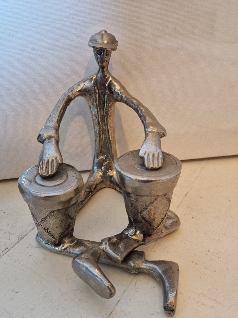 Tinnen beeldje conga (TamTam) speler., Ophalen of Verzenden, Zo goed als nieuw, Mens