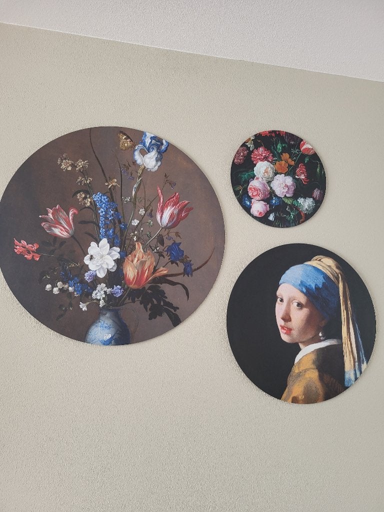 3 ronde schilderijen, Antiek en Kunst, Paneel, Klassiek, Print, Ophalen