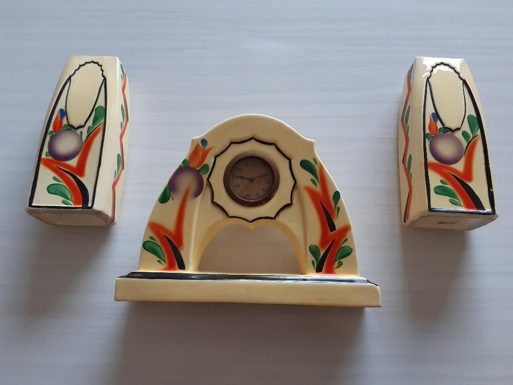 antieke klok met vaasjes, Antiek en Kunst, Ophalen of Verzenden
