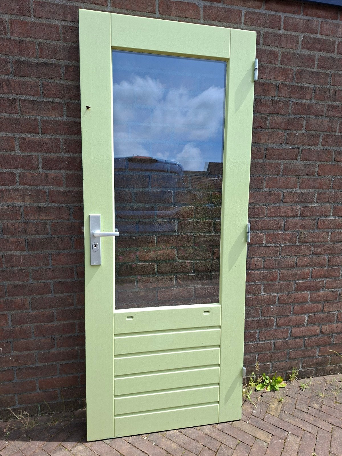 Hardhouten achterdeur / schuurdeur, Doe-het-zelf en Verbouw, Ophalen, Gebruikt, 80 tot 100 cm, Buitendeur