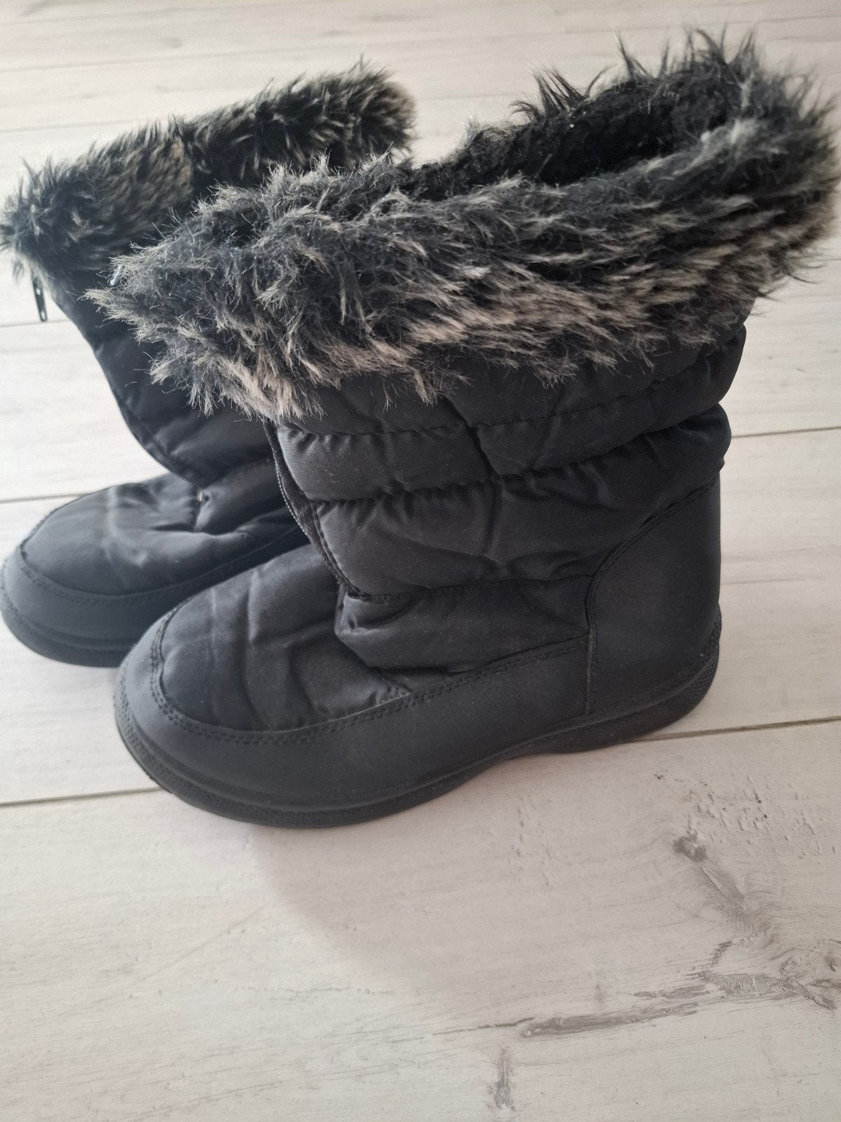 Zwarte snowboots met rits en imitatiebont, maat 38/39, Ophalen of Verzenden, Gedragen, Maat 38/40 (M), Overige typen