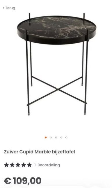 Zuiver Cupid bijzettafel twv €109, Huis en Inrichting, Tafels | Bijzettafels, Minder dan 55 cm, Rond, Nieuw, Ophalen