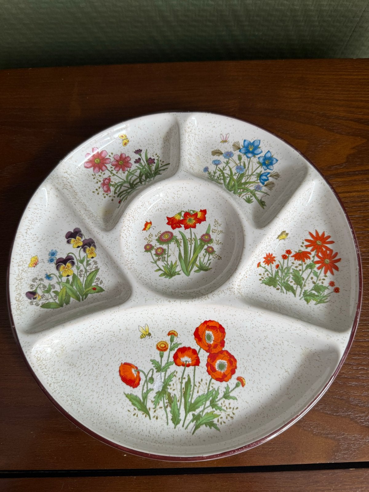 Vintage Fondue Borden Wild Flower - Set van 6, Gebruikt, Overige merken, Keramiek, Vintage