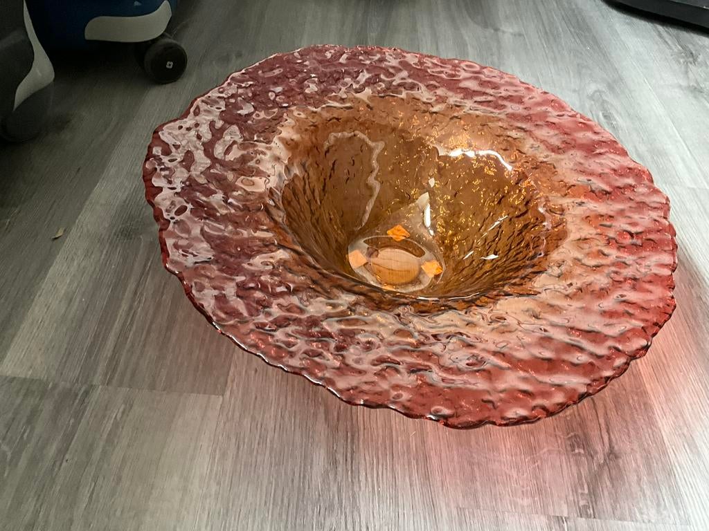 Prachtige glazen decoratie schaal, Ophalen, Zo goed als nieuw, Rond, Glas