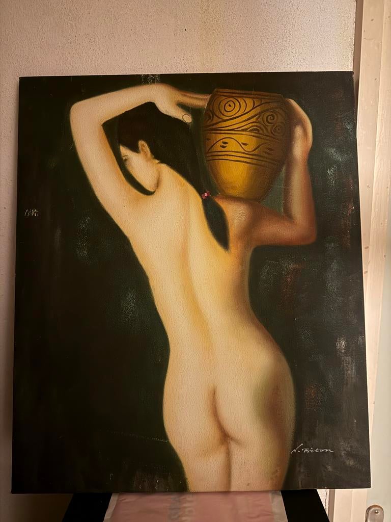 Schilderij: Naakte vrouw met kruik, Ophalen of Verzenden