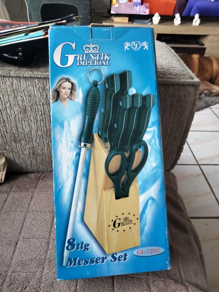 Grundig Imperial 8-delige Messenset met Blok, Overige typen, Nieuw, Ophalen of Verzenden, Zwart