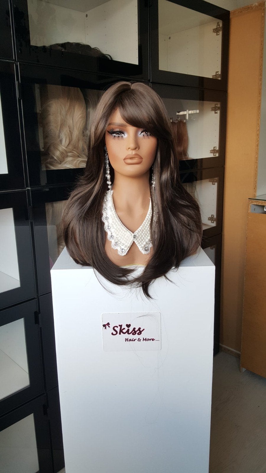Pruik Pony/Lok: Donker bruin - Slagje - 55 cm lang, Ophalen of Verzenden, Nieuw, Pruik of Haarverlenging