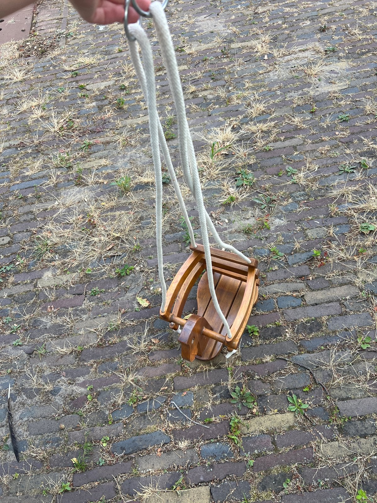 Houten babyschommel 2-in-1: schommelstoel en hobbelpaard, Ophalen, Gebruikt, Jongen of Meisje