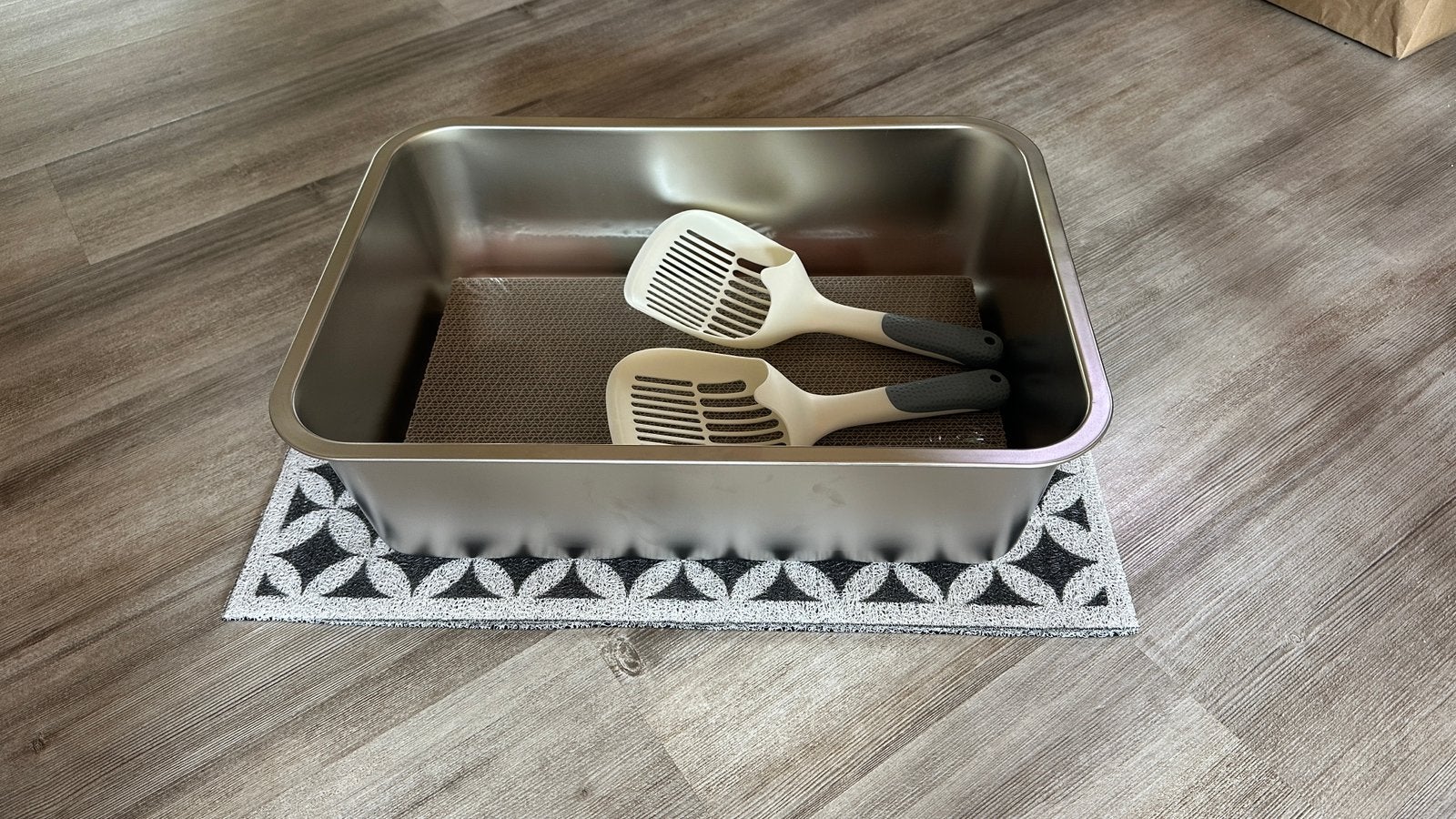 Kattenbak set, Huis en Inrichting, Woonaccessoires | Dienbladen, Ophalen, Zo goed als nieuw, Rond, Hout