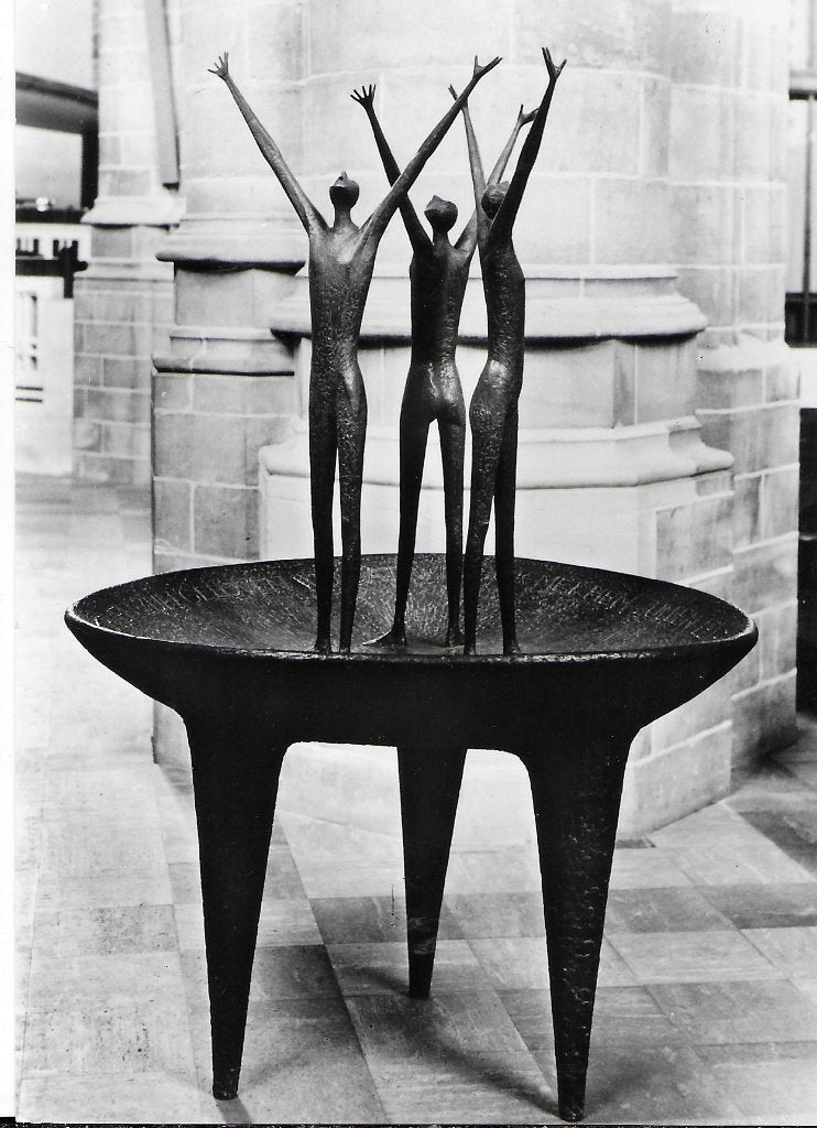 Pa739 ansichtkaart doopvont st laurenskerk rotterdam, Ophalen of Verzenden, 1980 tot heden, Ongelopen, Zuid-Holland
