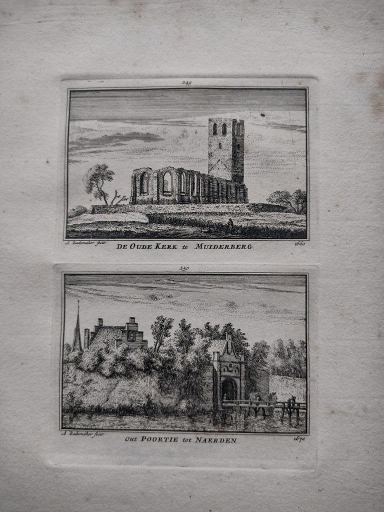 249-250 Muidenberg en Naarden Kopergravure dl 3 18e Eeuw, Antiek en Kunst, Ophalen of Verzenden