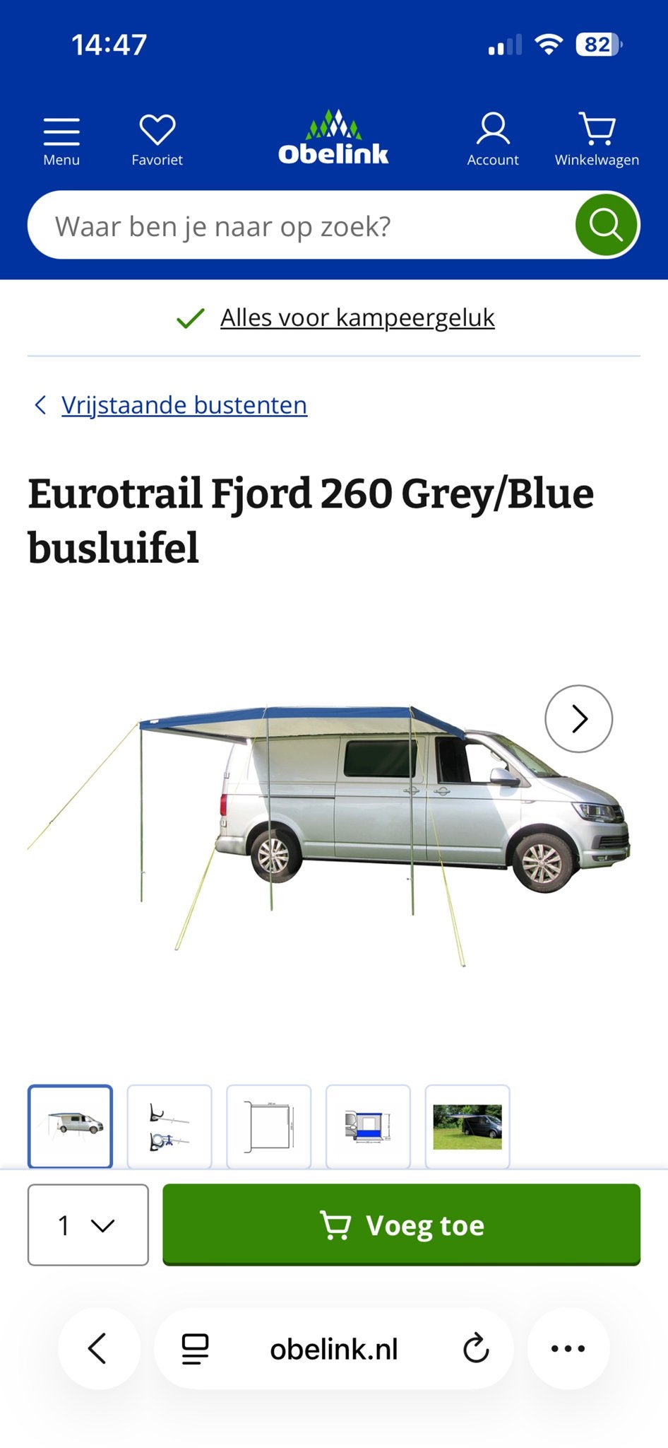 Euro Trail luifel met pees voor Ford Nugget camper, Caravans en Kamperen, Ophalen, Zo goed als nieuw