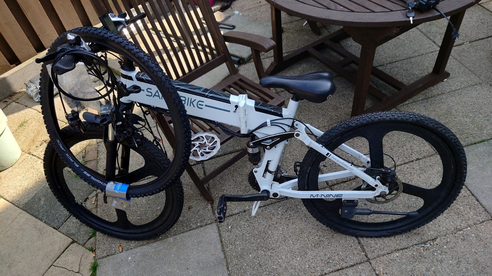 Samebike M-Nine Elektrische Vouwfiets – Voor onderdelen, Zo goed als nieuw, Minder dan 47 cm, 30 tot 50 km per accu, Ophalen