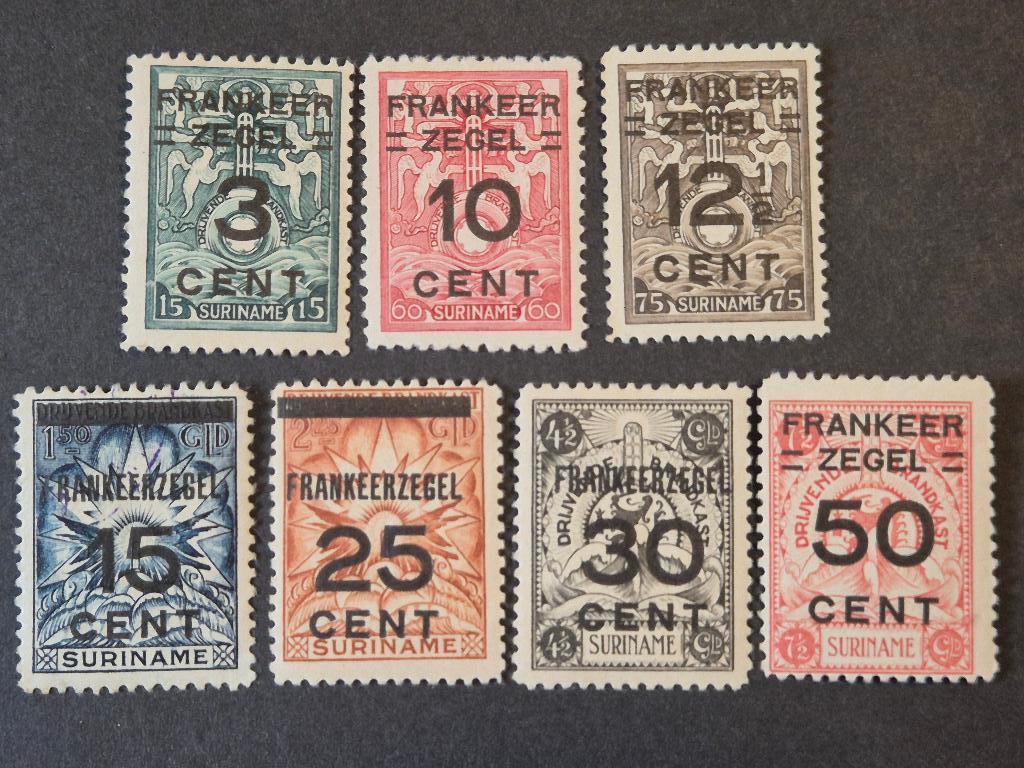 NL-Overzee Suriname 1927 "Brandkast" Overdruk Zegels Compl., Postzegels en Munten, Ophalen of Verzenden, T/m 1940, Postfris