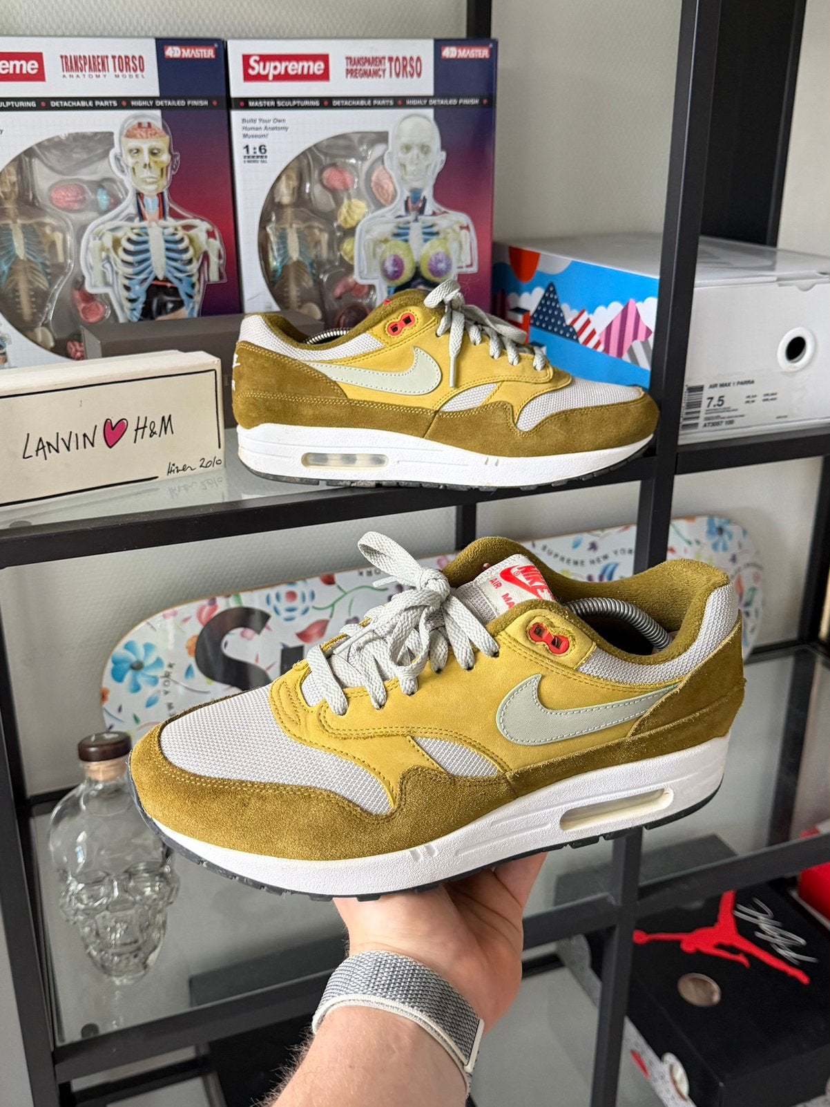 Nike Air Max 1 Premium Retro Green Curry, Overige kleuren, Ophalen of Verzenden, Sneakers of Gympen, Zo goed als nieuw
