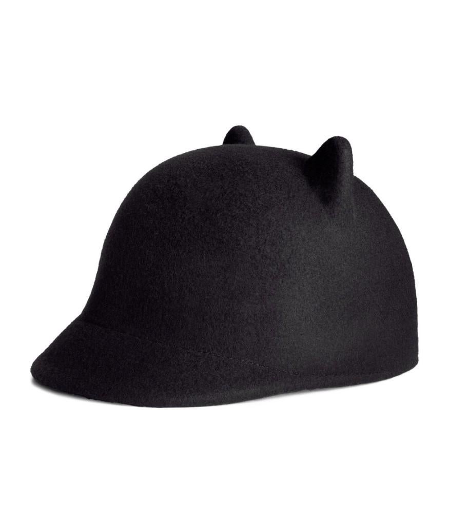 Zwarte Zara wollen poezen pet hoed met oortjes en klep M, Ophalen of Verzenden, Nieuw, One size fits all, Hoed