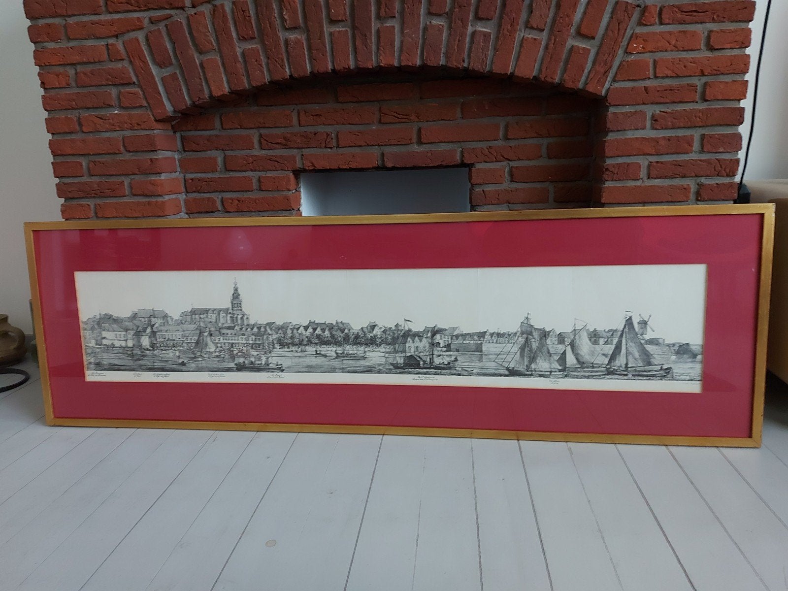 2 grote prenten panorama Nijmegen in lijst P Christ C Vieweg, Antiek en Kunst, Kunst | Etsen en Gravures, Ophalen