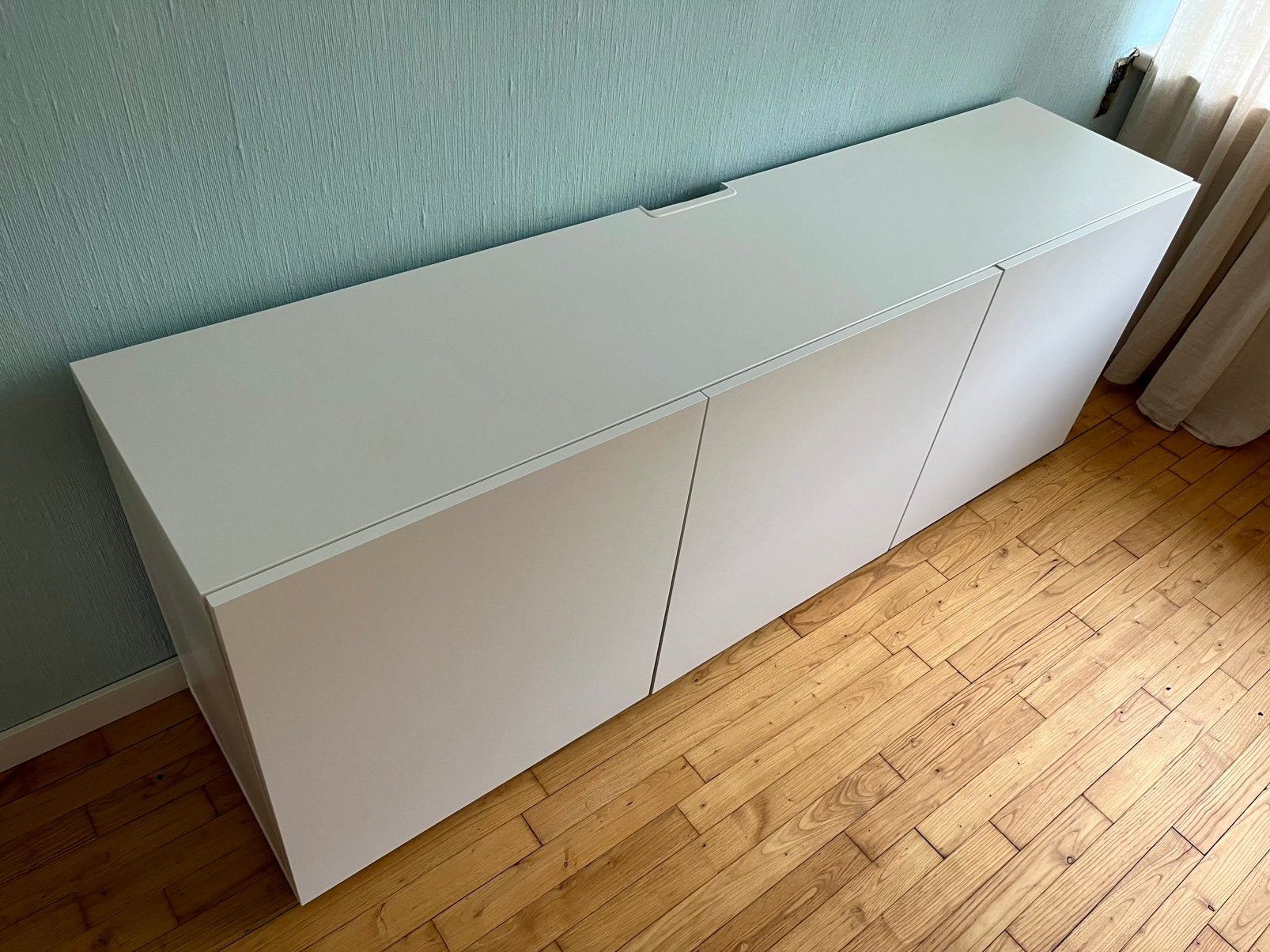 IKEA BESTÅ tv-meubel – wit – 180x40x64 cm, Ophalen, 150 tot 200 cm, Zo goed als nieuw, Minder dan 100 cm