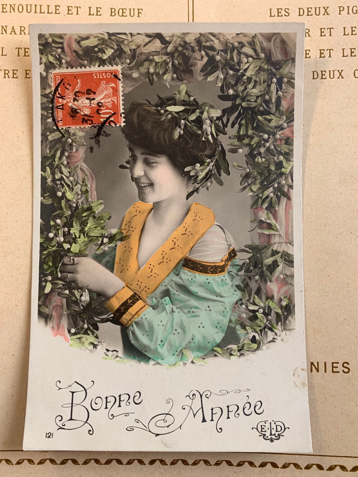 30-12-1908 Bonne Année - dame, maretakken, Ophalen of Verzenden, Voor 1920, Gelopen, Feest(dag)
