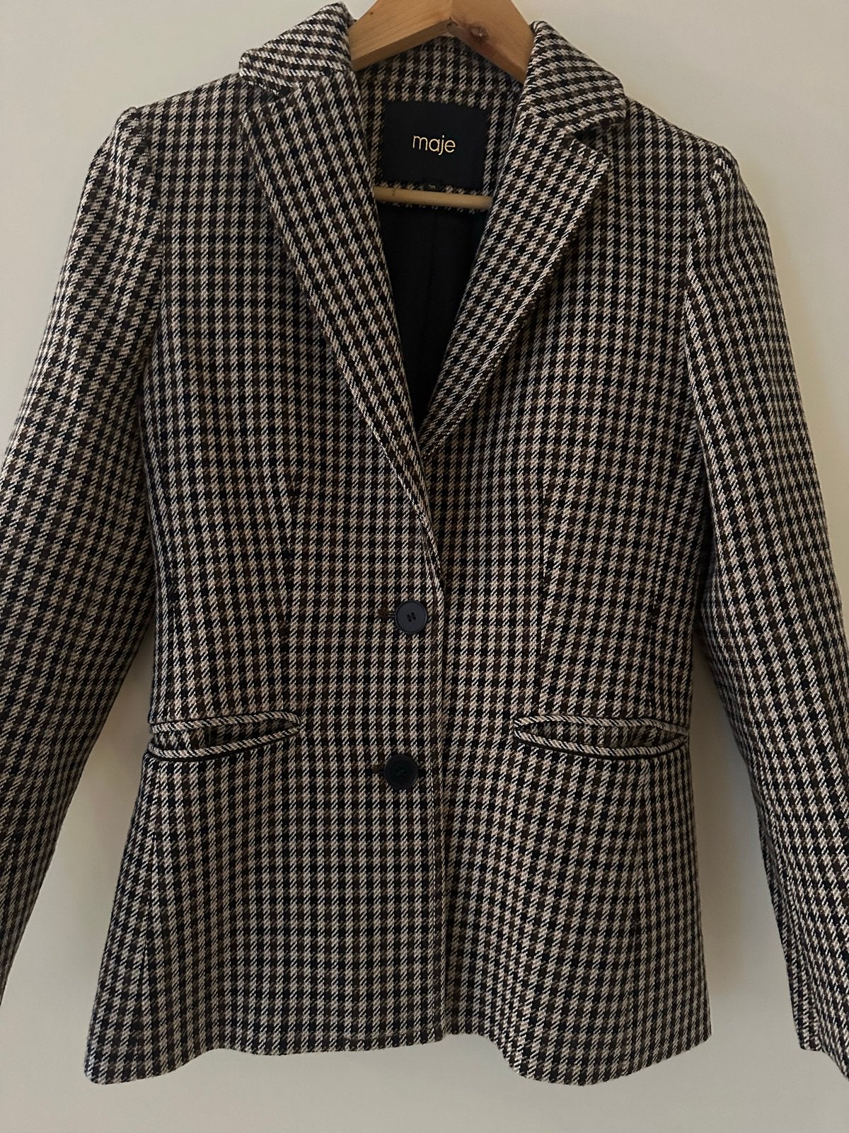 Maje Bruin/Tan Pied-de-poule Blazer S (36) nieuw!, Bruin, Nieuw, Ophalen of Verzenden, Jasje