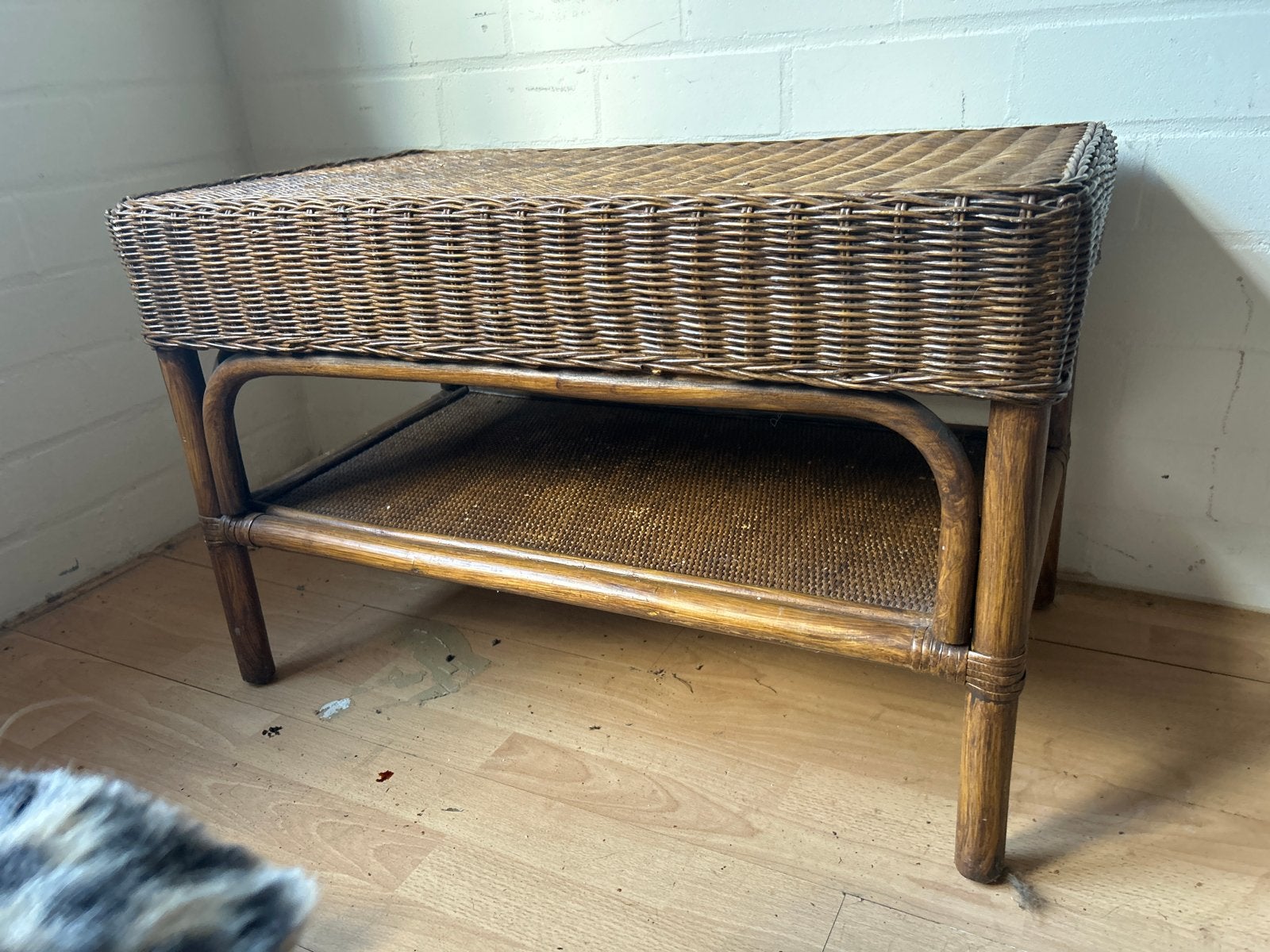 Rotan salon tafel, Ophalen, Gebruikt, 55 tot 75 cm, Rechthoekig