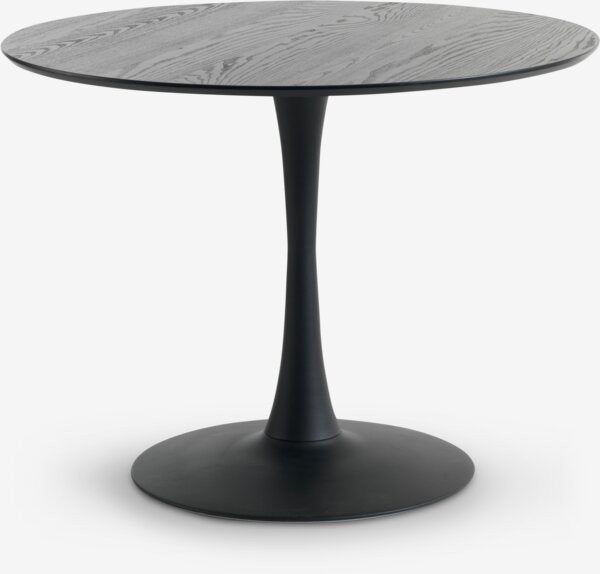 Ronde eettafel – JYSK RINGSTED, zwart essenfineer, Ø100 cm, Ophalen, Rond, Zo goed als nieuw, Vier personen