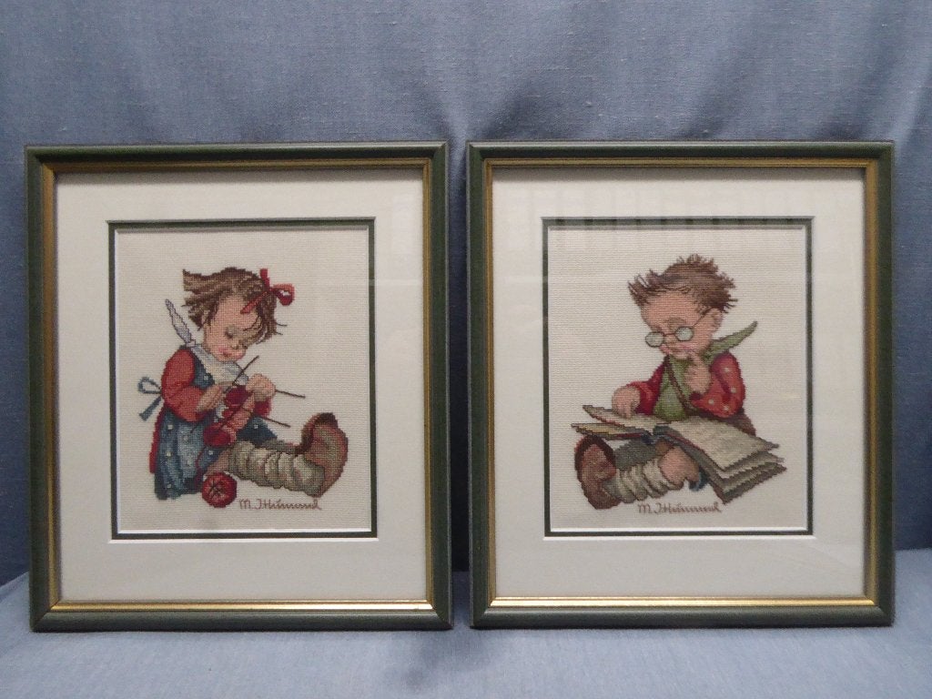 Ingelijste hummel kruissteek klaar, voltooid handwerk, Ophalen of Verzenden, Zo goed als nieuw, Overige typen