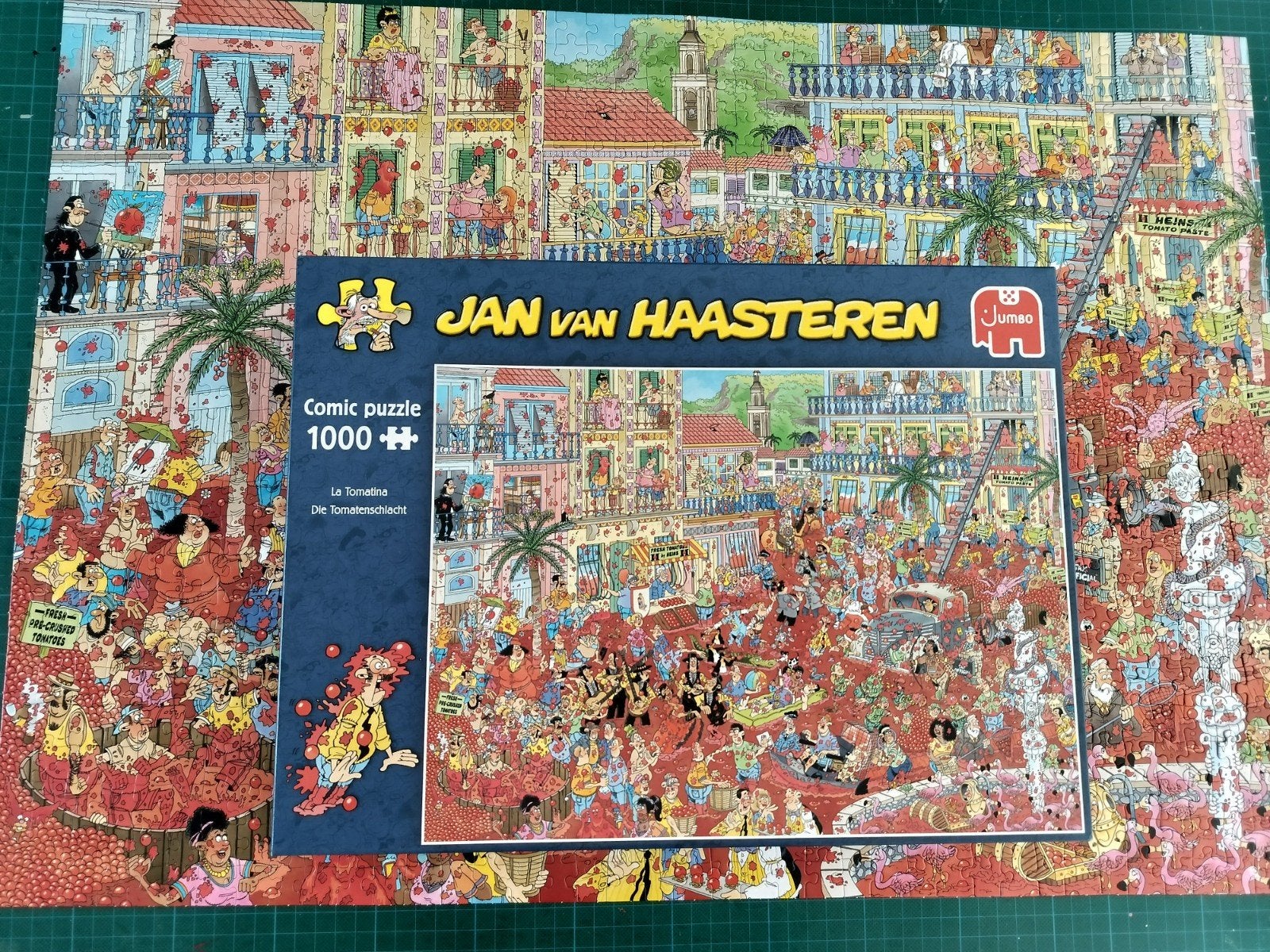 Jan van Haasteren La Tomatina 1000 stukjes, Kinderen en Baby's, Speelgoed | Kinderpuzzels, Ophalen, Meer dan 50 stukjes, Zo goed als nieuw