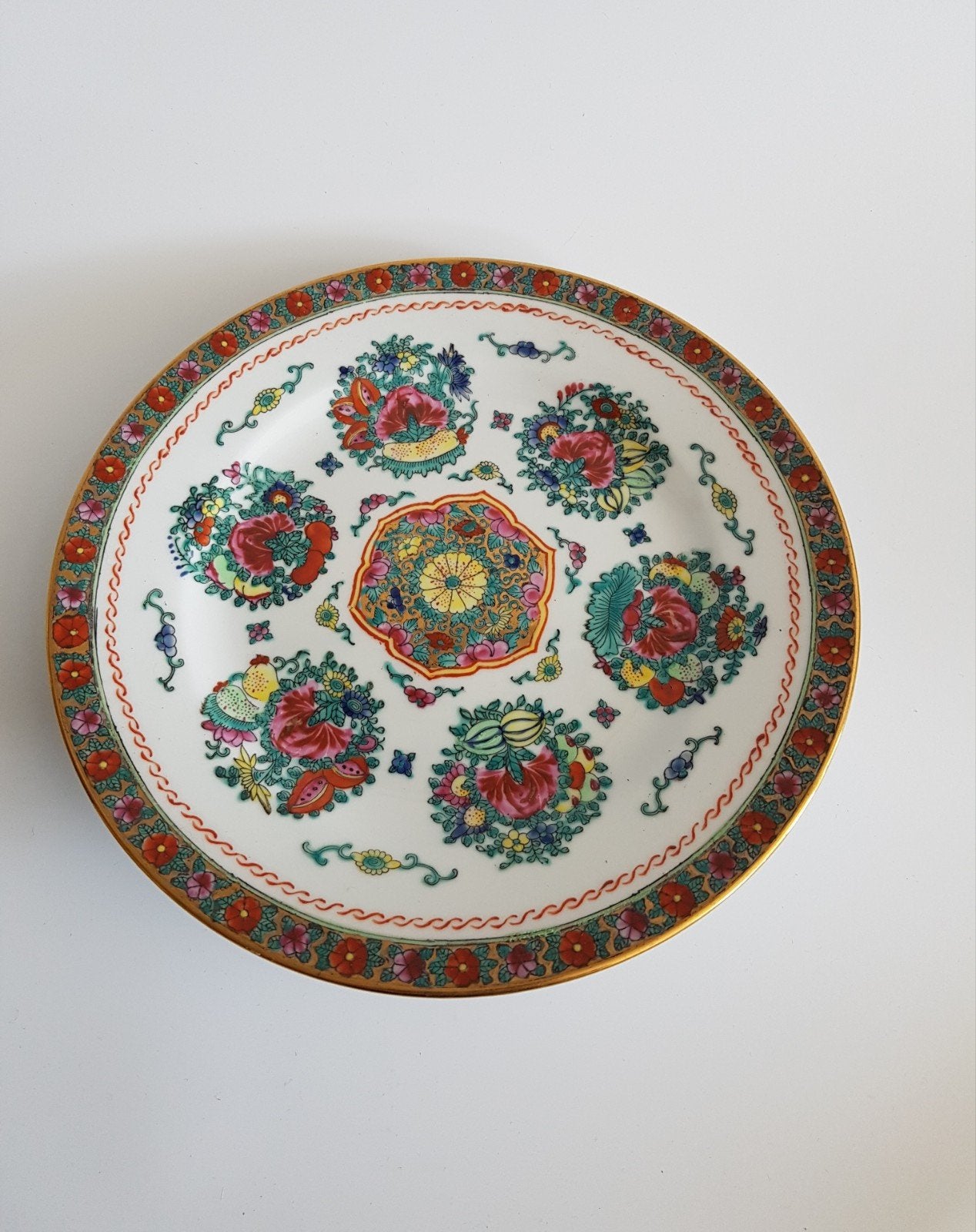 izgs prachrig oud servies kleurrijk bord sierbord wandbord, Ophalen of Verzenden