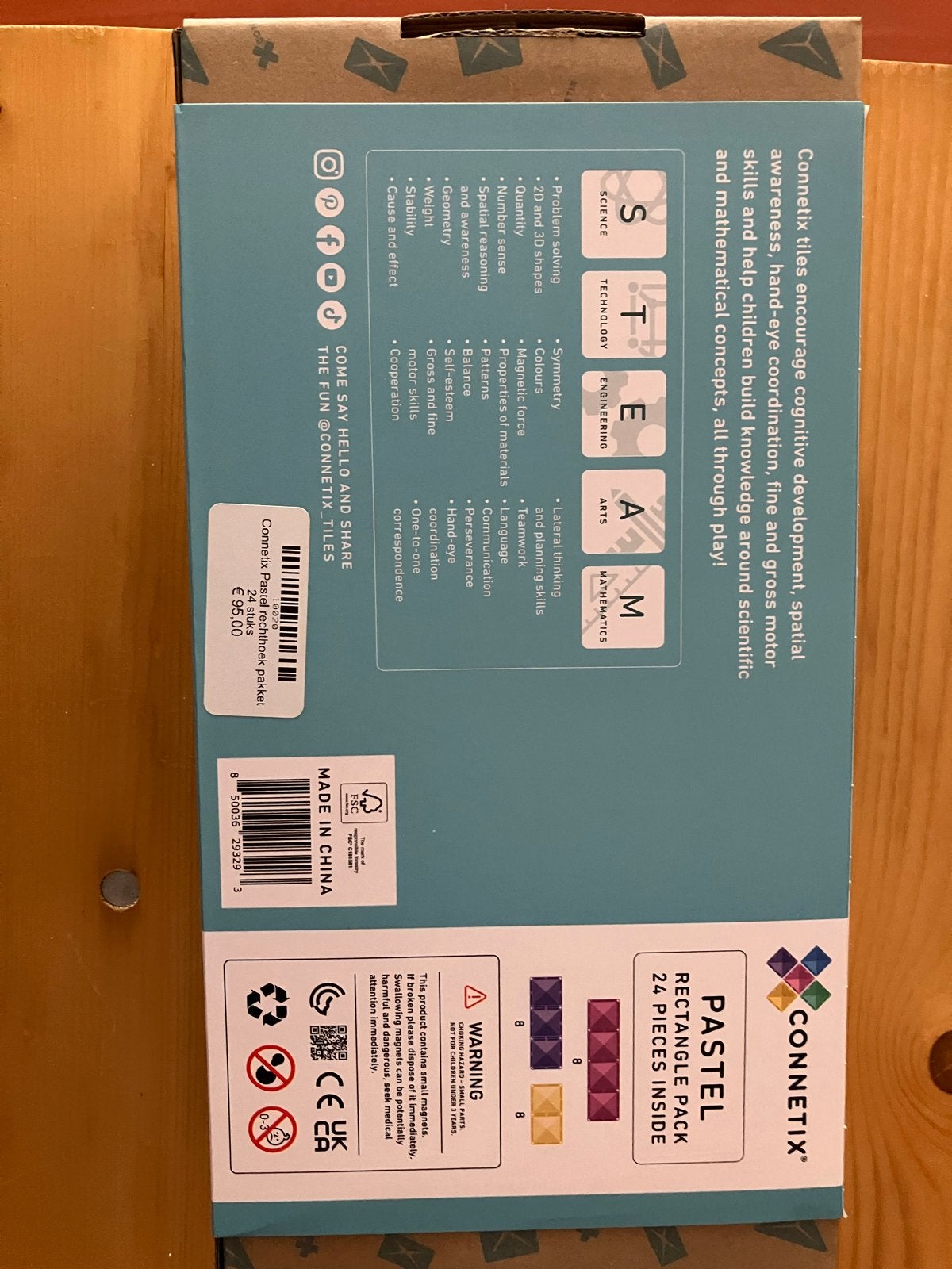 Connetix Magnetic Tiles Pastel Rechthoek Pak 24 Stuks, Ophalen of Verzenden, Nieuw, Overige merken