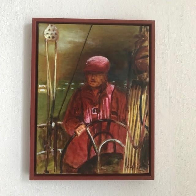 Schilderij van een visserman of reddingswerker, Ophalen of Verzenden