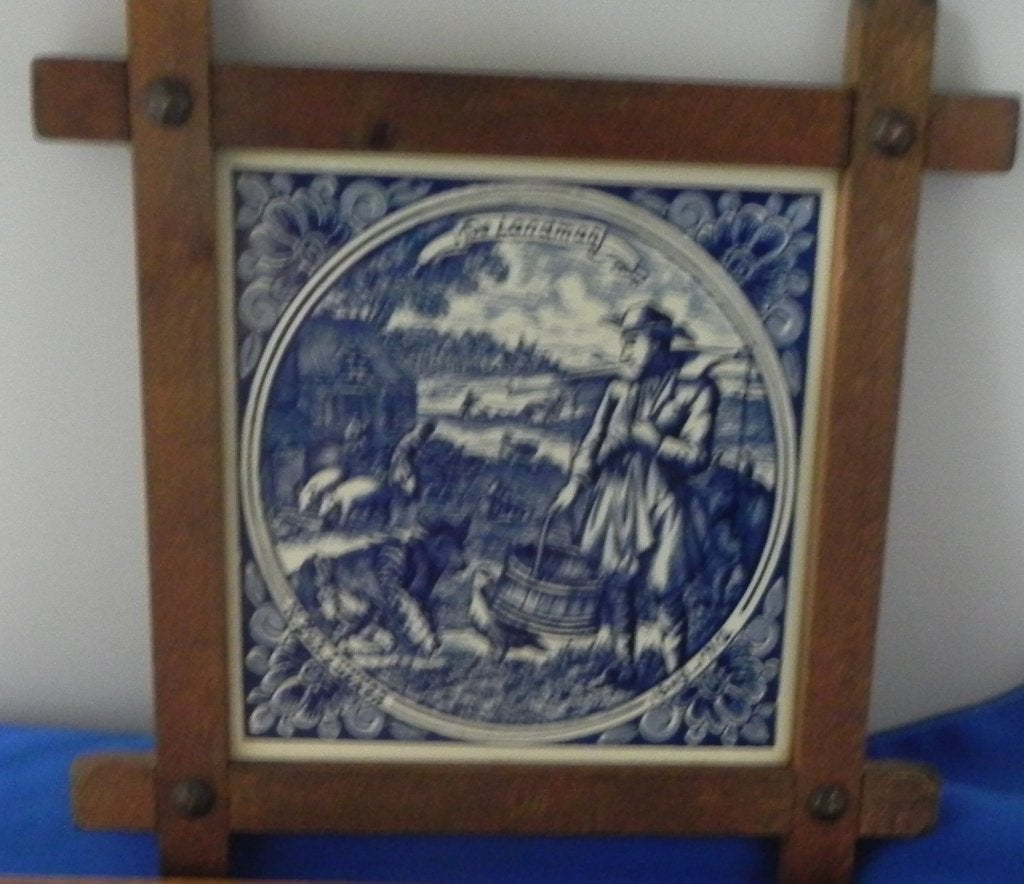 1 delfts blauw tegel met houten omlijsting, Ophalen of Verzenden