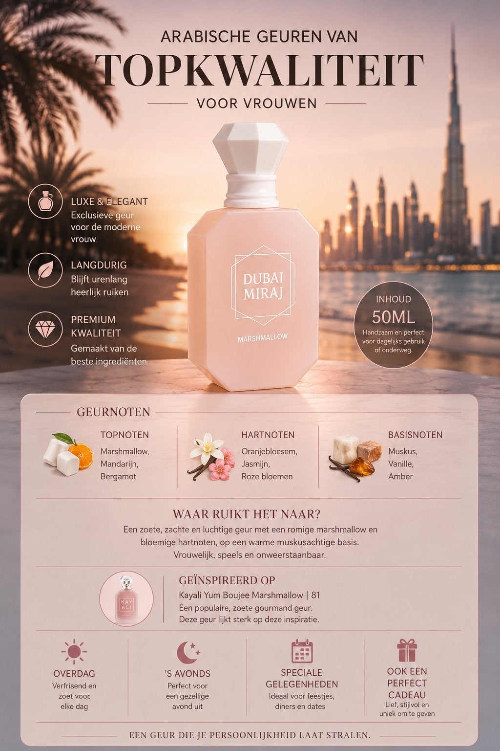 Dubai Miraj Marshmallow 50ML ACTIE!, Ophalen of Verzenden, Nieuw